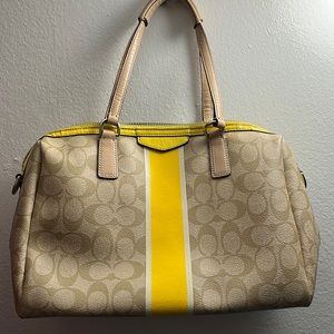 Tan and Yellow Signature Coach Bag
